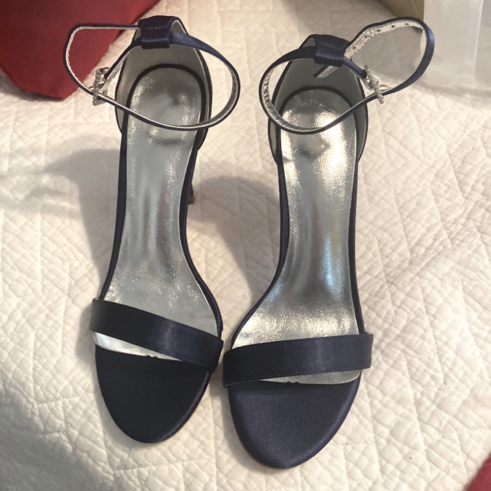 Navy Satin Heels
